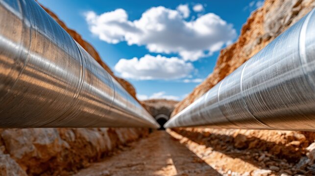 Industrial pipeline construction in outdoor setting