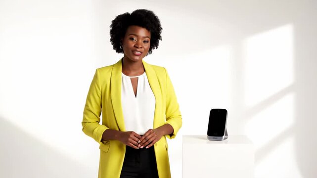 African women showcase smart devices, business women showcase electronics