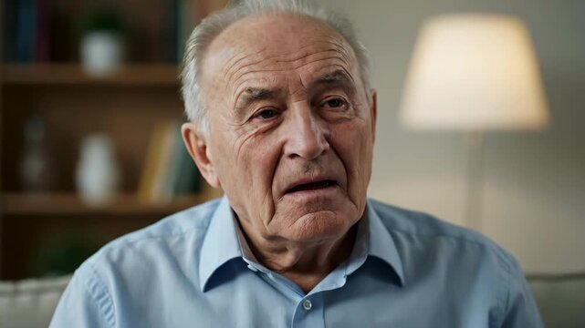 Elderly people listen closely with one hand indoors, and their hearing loss is evident