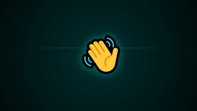 illustration video of a waving hand icon