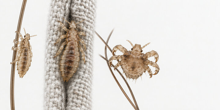 Human Lice Comparison Scientific Illustration