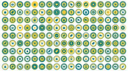Fototapeta premium Collection of Circular E-commerce and Shopping Icons with Grunge Texture