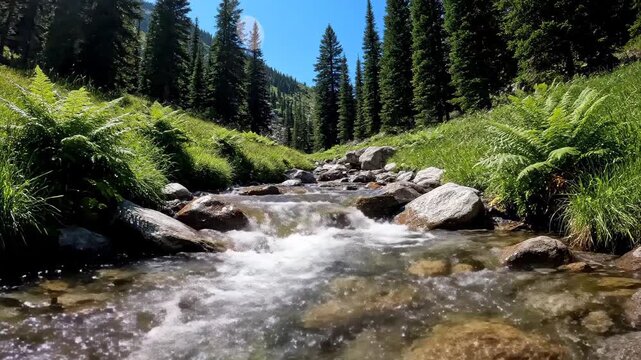 Mountain stream forest natural landscape, mountain forest stream natural landscape