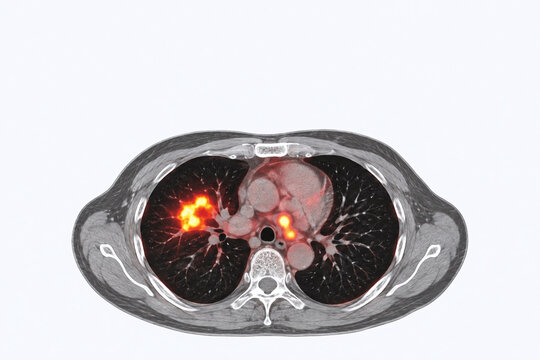 Fused PET CT Chest Scan Showing Tracer Activity
