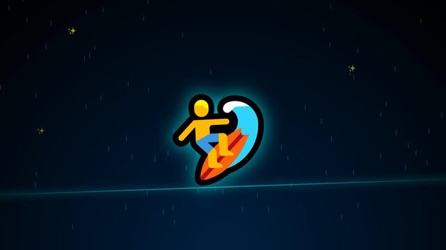 illustration video of surfing in the sea