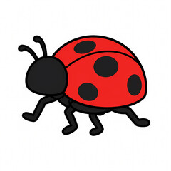Fototapeta premium Cute Ladybug Vector Illustration Featuring a Red Ladybird Beetle with Black Spots in a Walking Pose, Adorable Cartoon Insect Character Isolated on Plain White Background for Design