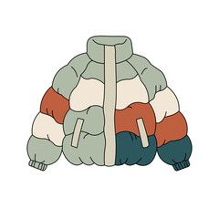 Illustration of a colorful puffer winter coat on transparent background © Vector & PNG Studio