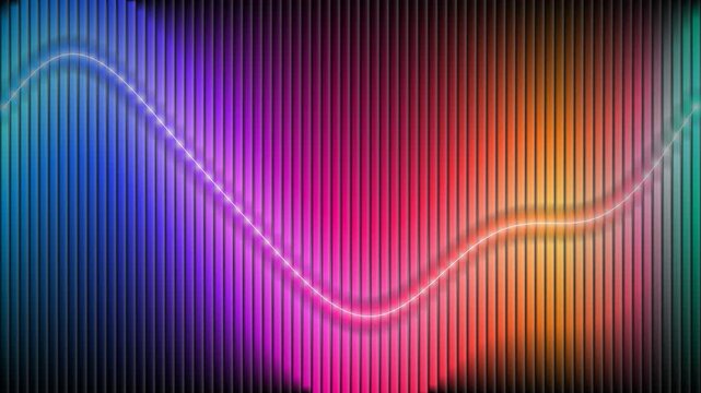 Vertical fluted panels displaying illuminated wave motion and vibrant gradient colors for modern
