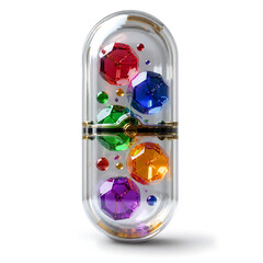 Obraz premium Colorful gemstone capsule graphic with transparent background for festive marketing designs