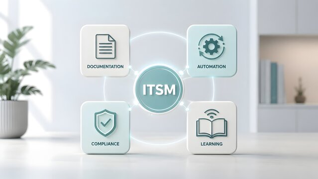 IT Service Management ITSM Concept With Documentation Automation Compliance And Learning