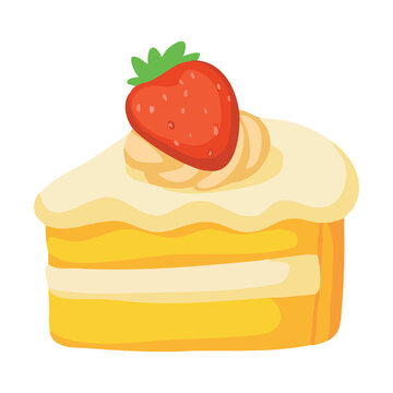 Strawberry Topped Cake Slice Dessert