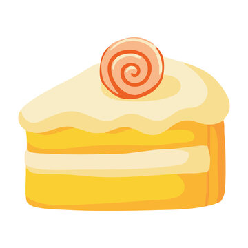 Rolled Cream Cake Slice Dessert Art