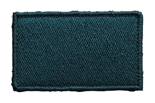 Dark teal rectangular fabric patch with stitched border