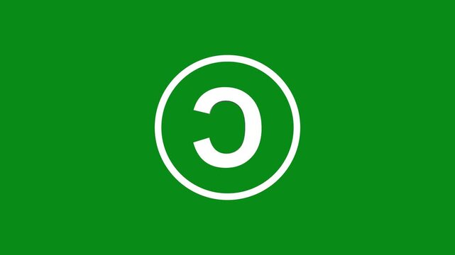 3d Alphabet "C" text animation inside the circle icon. 3d text isolated on green background. Educational concept. Alpha channel 4k