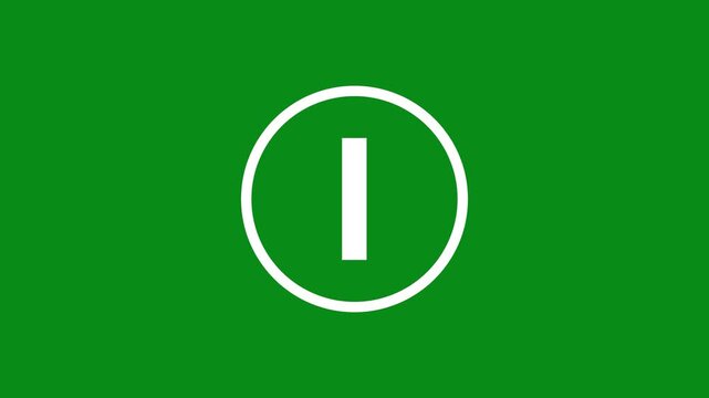 3d Alphabet "I" text animation inside the circle icon. 3d text isolated on green background. Educational concept. Alpha channel 4k