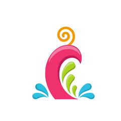 Obraz premium Abstract colorful graphic element with spiral and splashes