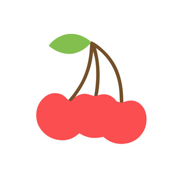 Two Cherries with Stem and Leaf