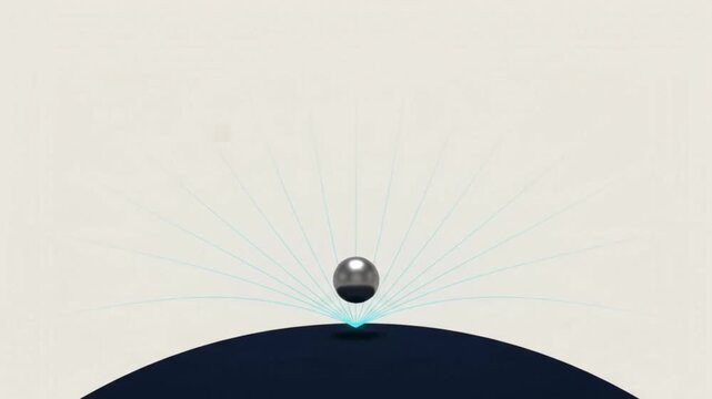 3D Vector Gravity Physics Icon Animation with Sphere Falling on Planetary Surface