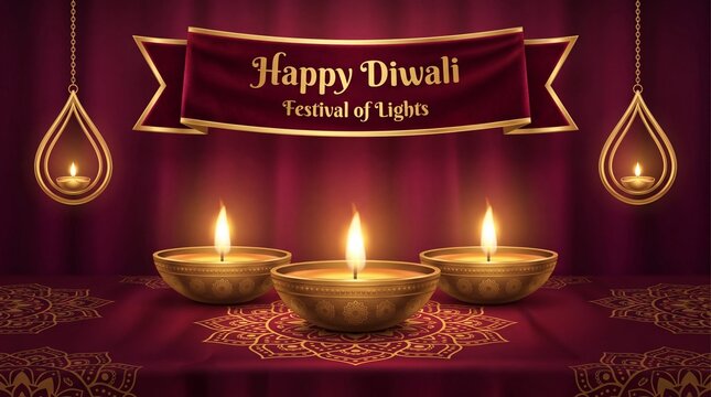 Festive Diwali and Deepawali card. The indian festival of lights