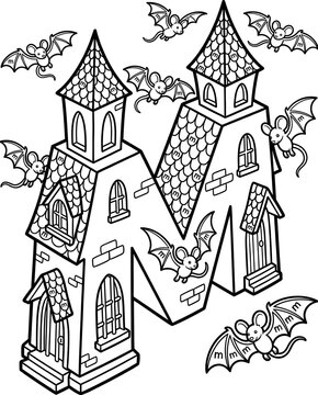 Isometric Alphabet Worksheet for Preschool Learning Whimsical Bat Mouse Alphabet Coloring Page Art 3D Letter Recognition Activity for Kids Printable Isometric Alphabet Practice Worksheet