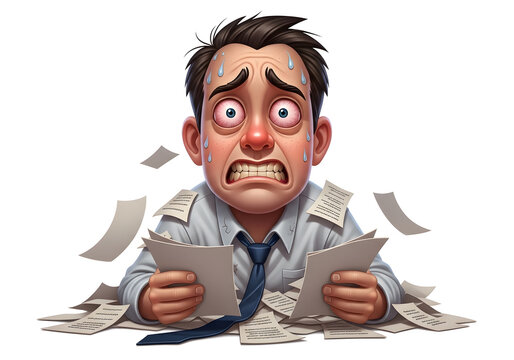 Stressed businessman overwhelmed with paperwork