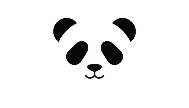 Minimalist black and white panda face logo icon focusing on ears, eyes, and nose shapes on white background.