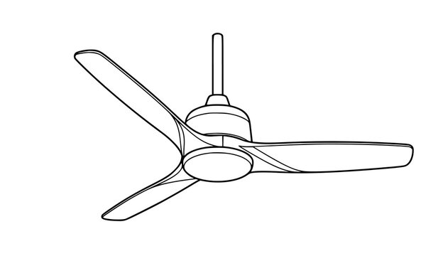 Modern ceiling fan line art vector illustration isolated on white background for interior design