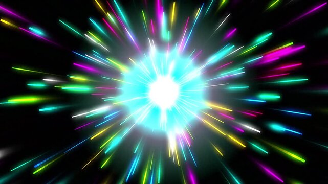 Neon hyperspace speed burst background, vibrant colorful light trails explosion, abstract futuristic light velocity motion overlay