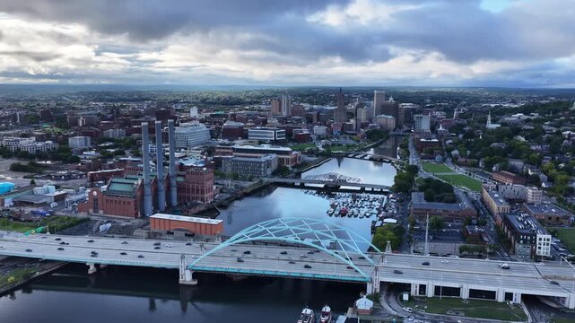 aerial view of downtown providence rhode island over the providence river