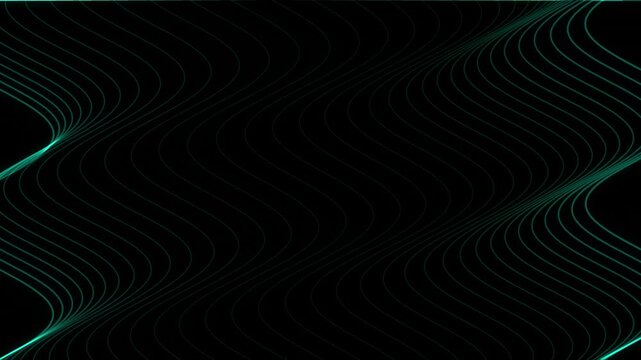 Futuristic green wave lines abstract background, digital dynamic cyber technology motion graphics, glowing audio waveform pattern loop for video backdrop