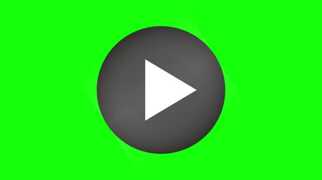 Play Button Icon Animation on Green Screen Background