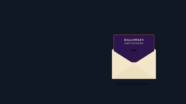 Halloween Party Invitation Envelope Opening Animation with Dark Background and Orange Pumpkin