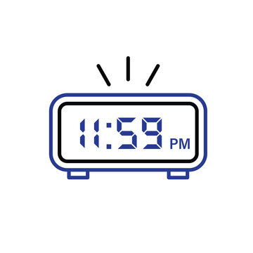11.59 PM icon.  new year. Digital clock showing the final minute before New Year. Time, midnight. Outline design style