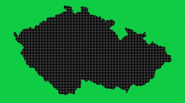 Czechia black cells effect map pop animation green background