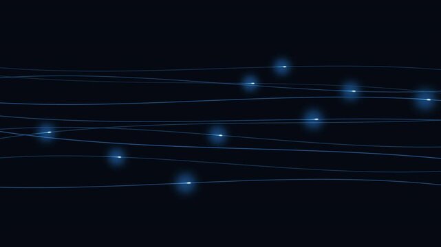 A premium abstract technology background featuring organized fiber-optic channels carrying continuous pulses of light, representing 5G, data transmission, and digital connectivity.