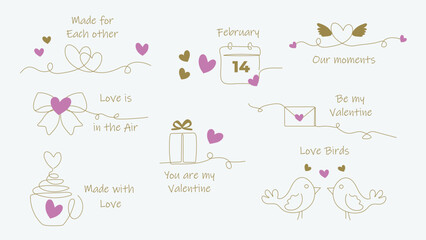 Obraz premium Set of elegant Valentine´s days Titles