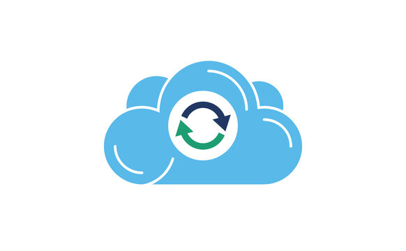 Minimalist cloud computing icon with data synchronization arrows