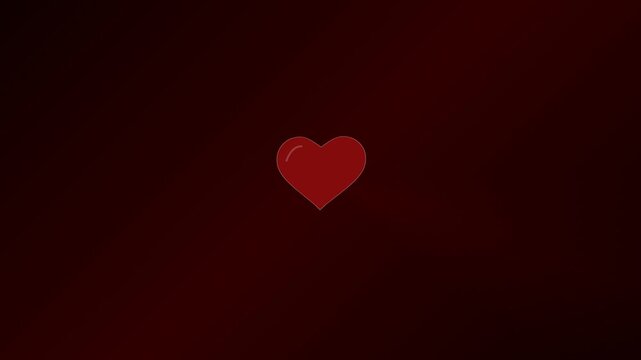 Minimalistic red heart on dark maroon background with subtle gradient
