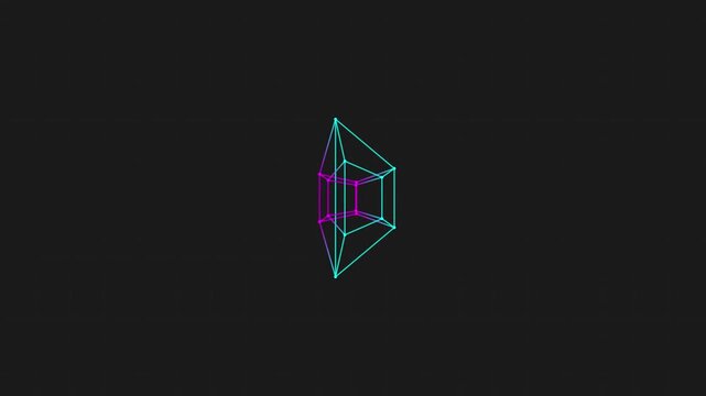 4D Tesseract Hypercube Rotation with Neon Geometric Network