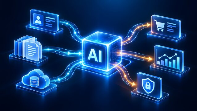 Artificial Intelligence Cube Processing Cloud Data And Machine Learning Pipeline