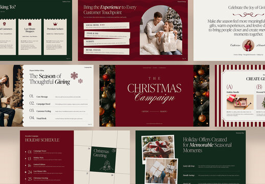 Christmas Presentation Template, Elegant Holiday Slideshow & Slide Deck for Xmas Marketing, Seasonal Promotions & Campaign Proposals