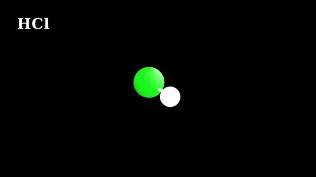 HCl Hydrochloric Acid 3D Molecular