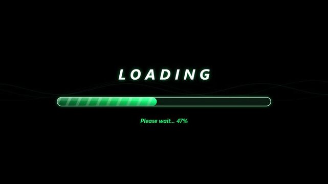 Loading bar with progress percentage on a dark background