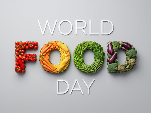 World food day creative lettering with vegetables