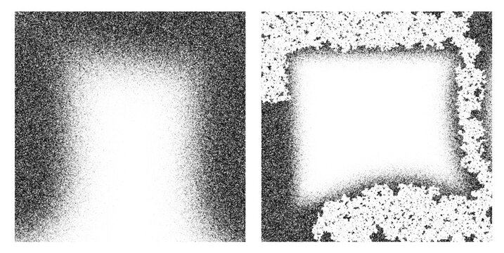 Abstract Black and White Grainy Square Frame Texture Set Isolated on White Background