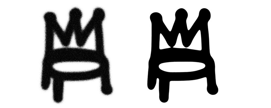 Graffiti Style Crown Icons, Simple Black Line King Crown Symbols