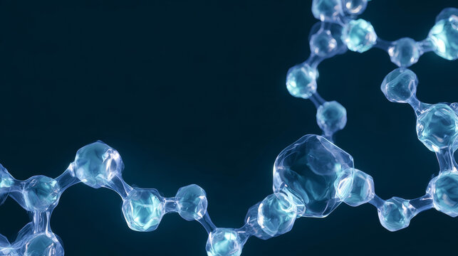 Abstract molecular structure background with glowing blue particles and connected atoms representing scientific research and biotechnology