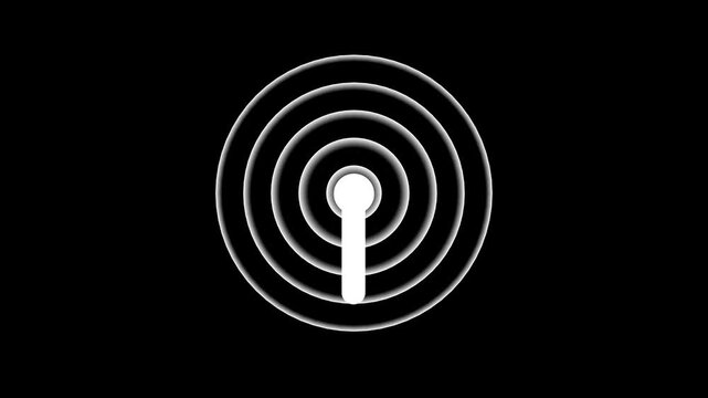 transmitter tower icon with radio wave signal arcs for wireless broadcasting, cellular network, hotspot connectivity, signal strength indicator