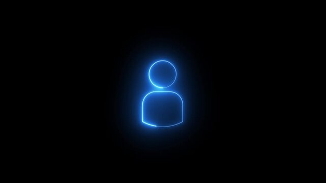 Glowing blue neon user profile avatar icon for account login, member portal, social media profile, personal identity symbol