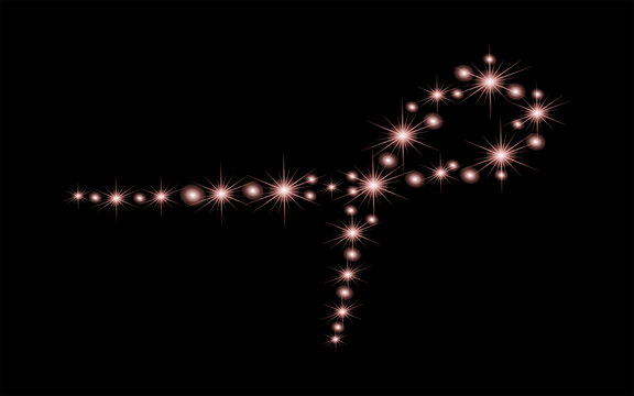 Abstract glowing star string lights pattern on dark background